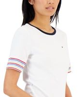 Women's Cotton Striped-Sleeve T-Shirt