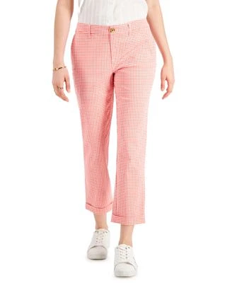 Women's Gingham-Print Cuffed Pants