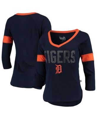 Detroit Tigers Touch Women's Ultimate Fan 3/4-Sleeve Raglan V-Neck T-Shirt  - Navy