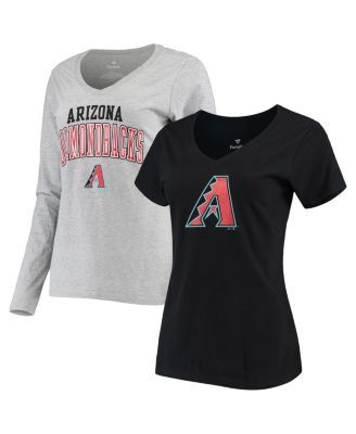 Women's Fanatics Branded Heathered Gray Arizona Diamondbacks Core Official Logo V-Neck T-Shirt Size: Medium