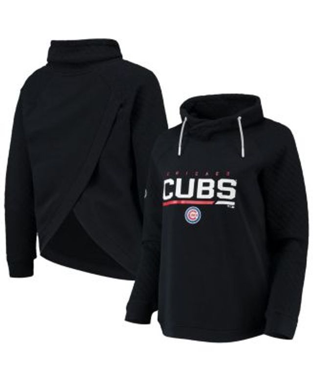 Chicago Cubs The Wild Collective Women's Perforated Logo Pullover Sweatshirt  - Black