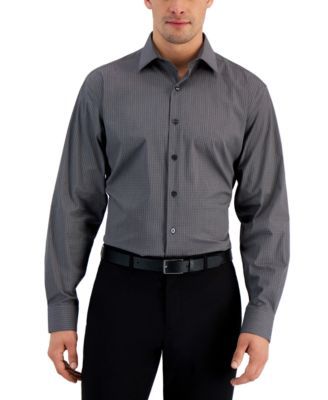 Men's Regular-Fit Stain-Resistant Performance Stretch Check Dress Shirt, Created for Macy's