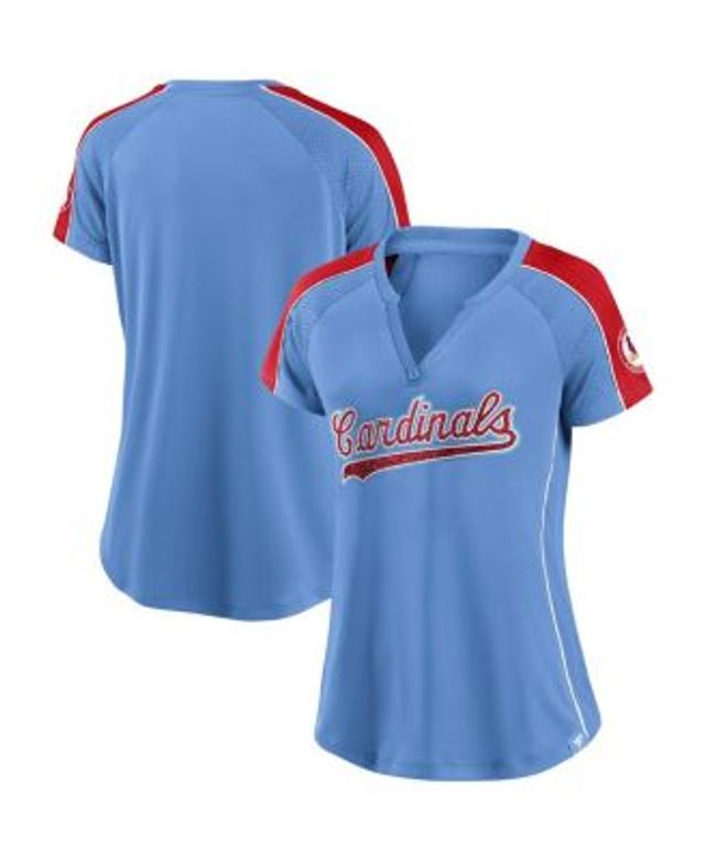 Women's Fanatics Branded Light Blue St. Louis Cardinals Bunt Raglan V-Neck  T-Shirt