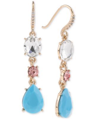 Gold-Tone Crystal China Blue Drop Earrings, Created for Macy's