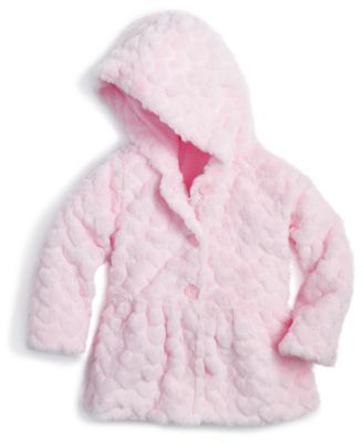 Baby Girls Embossed Heart Faux-Fur Hooded Coat, Created for Macy's