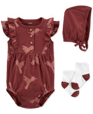 Baby Girls Bodysuit & Bonnet Set