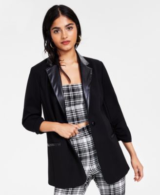 Women’s Ponte Faux-Leather Blazer, Created for Macy’s