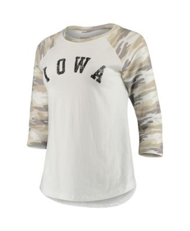 Women's Threads White, Camo Chicago Cubs Raglan 3/4-Sleeve T-shirt