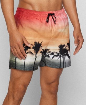 BOSS Men's Sunset-Print Swim Shorts