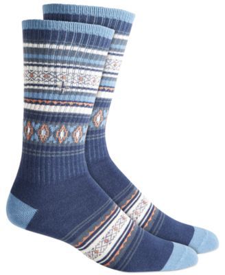 Men's Fair Isle Striped Blue Socks