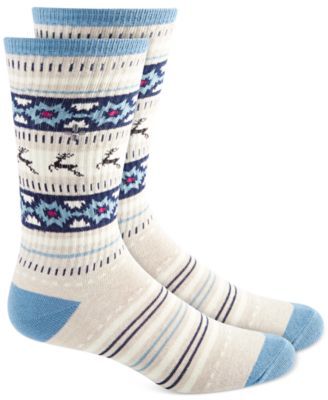 Men's Deer Fair Isle Fleece-Lined Socks, Created for Macy's