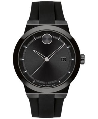 Men's Swiss Fusion Bold Black Silicone Strap Watch 42mm