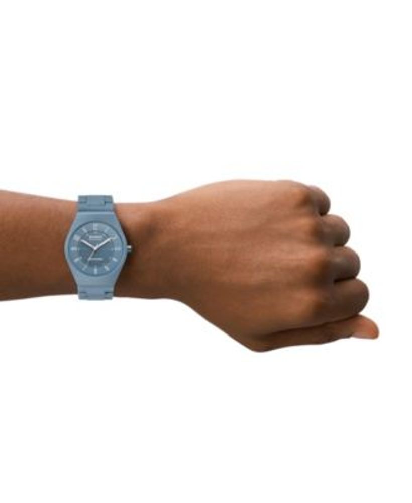 Men's Grenen in Blue Made with 100% Recycled Ocean Plastics Link Bracelet Watch, 37mm