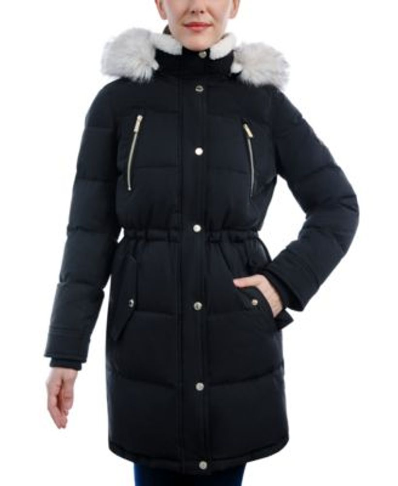 Michael Kors Women's Fleece-Collar Faux-Fur-Trim Hooded Puffer Coat |  Fairlane Town Center