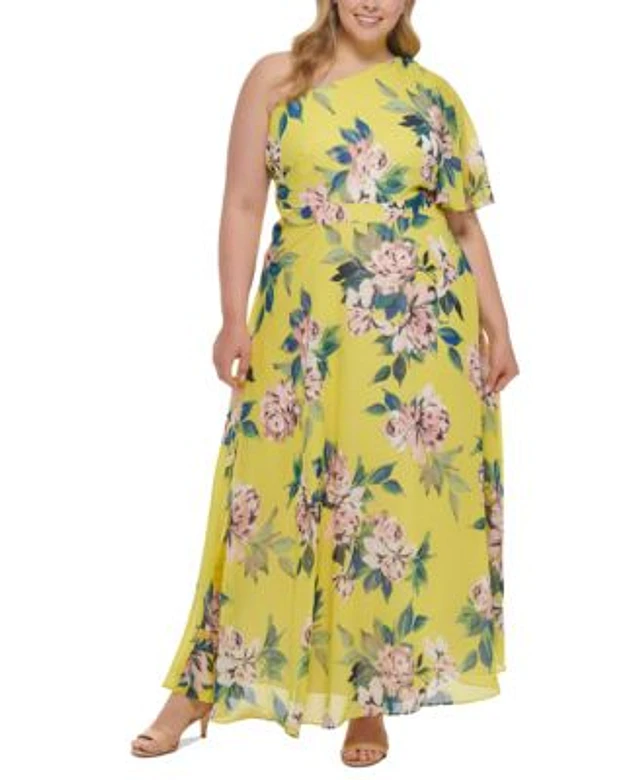 macys plus size yellow dresses