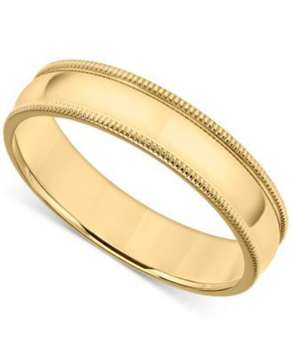 Men's Milgrain Edge Wedding Band 18k Gold-Plated Sterling Silver (Also Silver)
