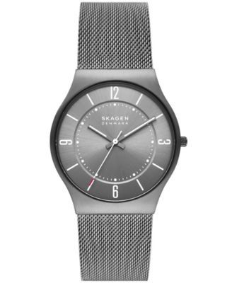 Men's Grenen in Gray Plated Stainless Steel Mesh Bracelet Watch, 37mm