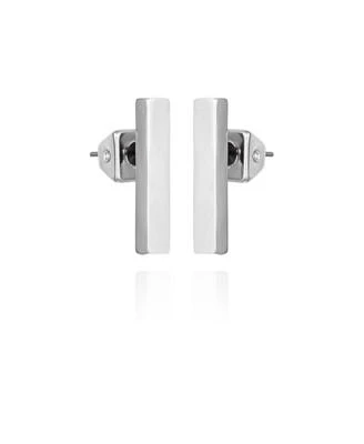 Silver-Tone Rectangle Bar Stud Earrings