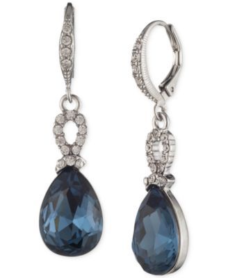 Silver-Tone Crystal & Pavé Crystal Drop Earrings