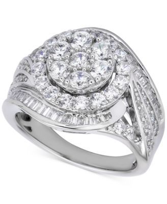 Diamond Round & Baguette Swirl Ring (2-1/2 ct. t.w.) in 14k White Gold