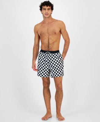 INC Men's Zane Checkerboard 5" Swim Trunks, Created for Macy's