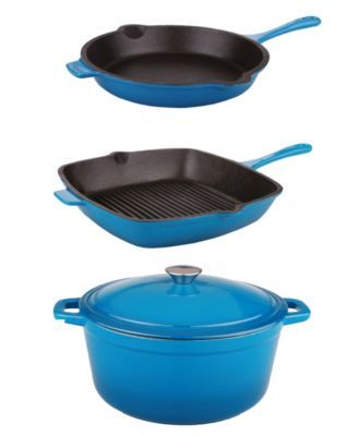 Neo Cast Iron Fry Pan, Grill Pan and 5 Quart Covered Dutch Oven