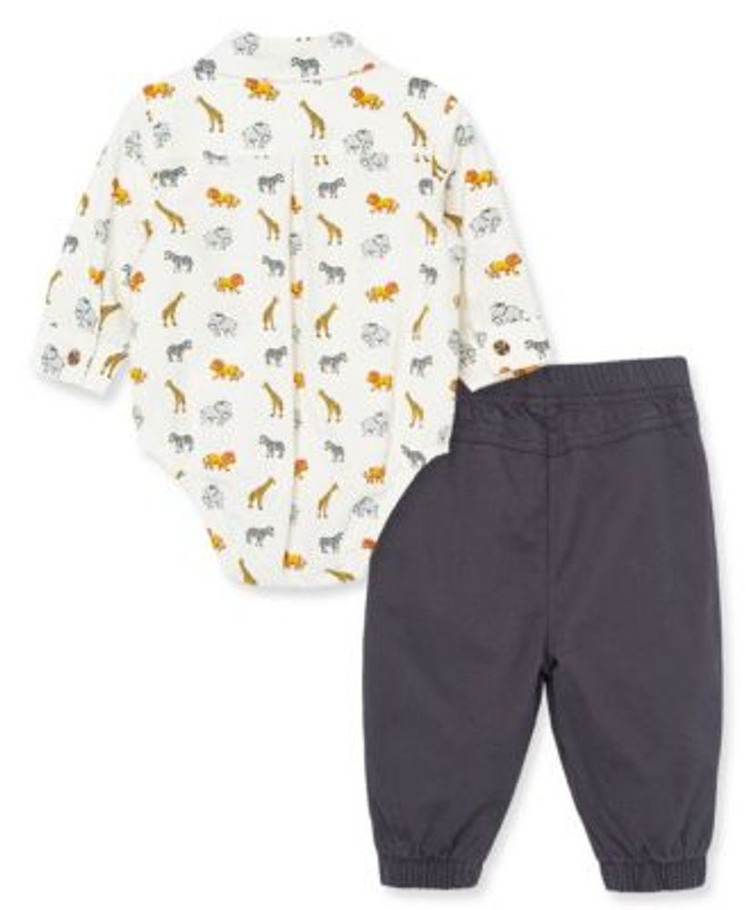 Baby Boys Safari Bodysuit and Pants, 2-Piece Set