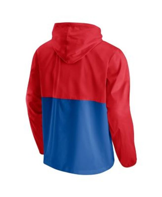 Men's Mitchell & Ness Red/Royal LA Clippers Hardwood Classics Highlight  Reel Windbreaker Half-Zip Hoodie