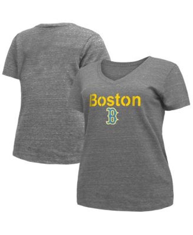 New Era Women's New Era Heathered Gray Boston Red Sox City Connect Plus V- Neck T-Shirt