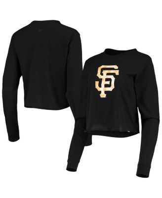 Women's Chicago White Sox New Era Black Baby Jersey Cropped Long Sleeve T- Shirt