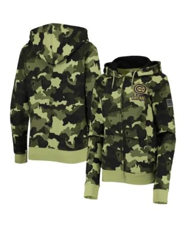 Women's New Era Camo Green Bay Packers Raglan Full-Zip Hoodie