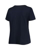 Washington Nationals Women's Plus Size Notch Neck T-Shirt - White/Navy