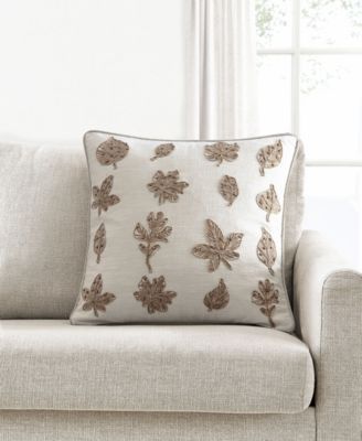 Jute Leaves Decorative Pillow, 20" x 20", Created For Macy's