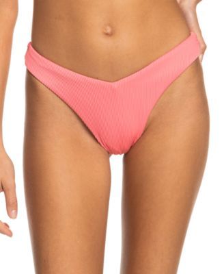 Juniors' Love Cheeky High-Leg Ribbed Bikini Bottoms