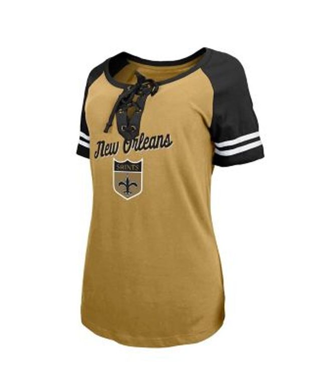 Cleveland Browns New Era Women's Throwback Raglan Lace-Up T-Shirt