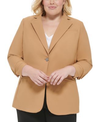 Plus Notch Collar One-Button Blazer