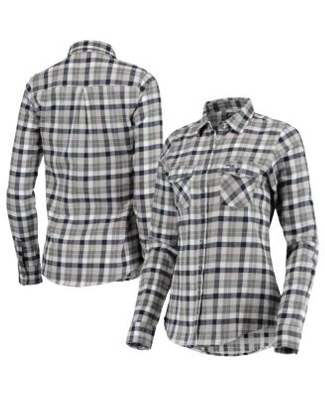 Men's Antigua College Navy/Gray Seattle Seahawks Stance Flannel Button-Up  Long Sleeve Shirt