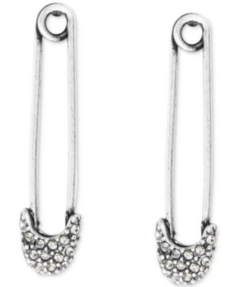 Large Rhinestone Safety Pin Earrings