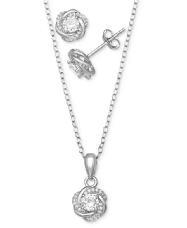 Giani Bernini 2-Pc. Set Cubic Zirconia Heart Pendant Necklace