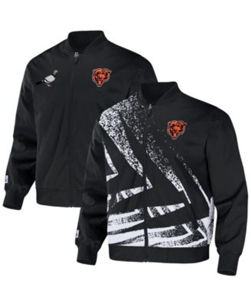 Men's The Wild Collective Black Chicago Bears Metallic Bomber Full-Snap Jacket Size: Medium