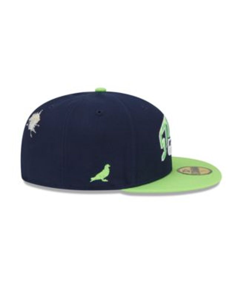 Men's New Era College Navy/Neon Green Seattle Seahawks 2-Tone Basic 9FIFTY Snapback  Hat