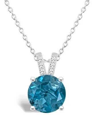 Women's London Blue Topaz (2-2/5 ct.t.w.) and Diamond Accent Pendant Necklace in Sterling Silver