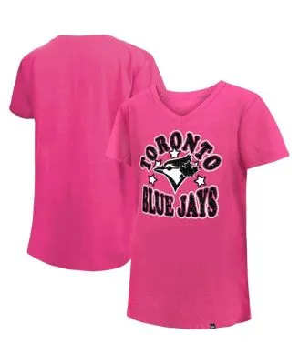 Girls Youth New Era Pink Kansas City Royals Jersey Stars V-Neck T-Shirt