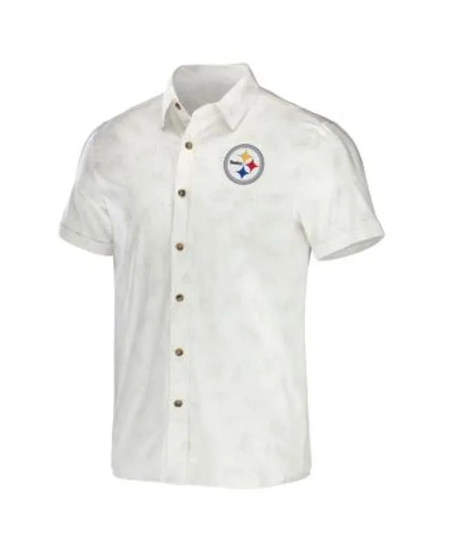 Men's NFL x Darius Rucker Collection by Fanatics White Pittsburgh Steelers Woven Short Sleeve Button Up Shirt Size: Small