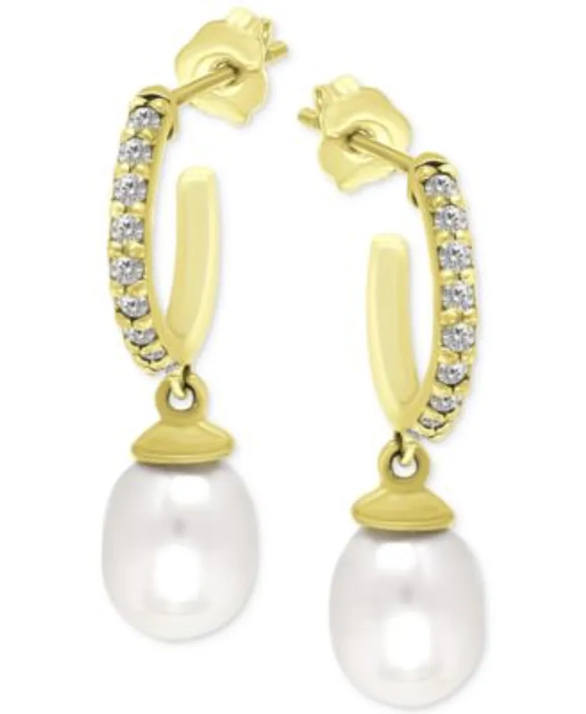 Giani Bernini Mother of Pearl & Cubic Zirconia Dangle Hoop Earrings in 18k  Gold-Plated Sterling Silver, Created for Macy's