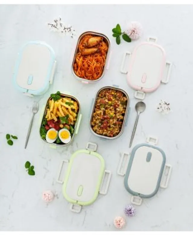 Lille Home Stackable Compartment Lunch Box With Lunch Bag, Cutlery Set