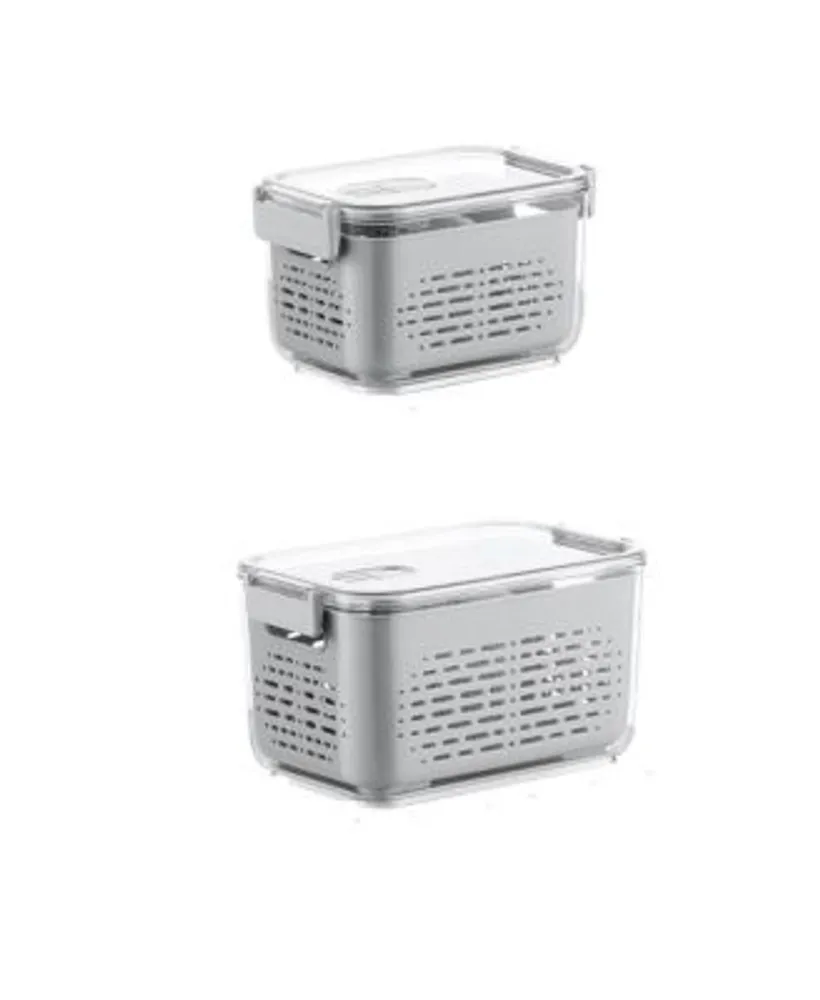 Lille Home 2-Pack Multi-Functional Produce Saver Containers, Grey