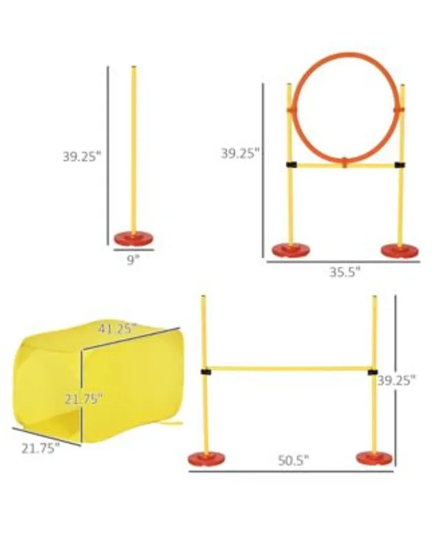 Pawhut 3pc Dog Agility Equipment Set, Obstacle Course Exercise For