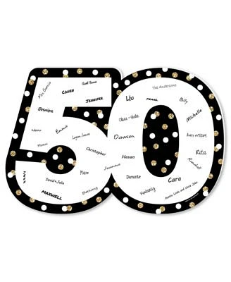 Adult 50th Birthday - Gold - Guest Book Sign Guestbook Alternative Signature Mat