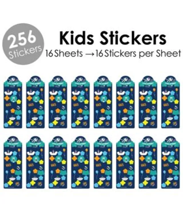 Big Dot of Happiness Pirate Ship Adventures - Skull Birthday Party Favor  Kids Stickers - 16 Sheets - 256 Stickers